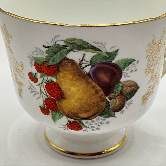 Duchess Bone China England Fruit Tea Cup And Saucer Gold Trims Flowers Pear - Picture 6 of 15